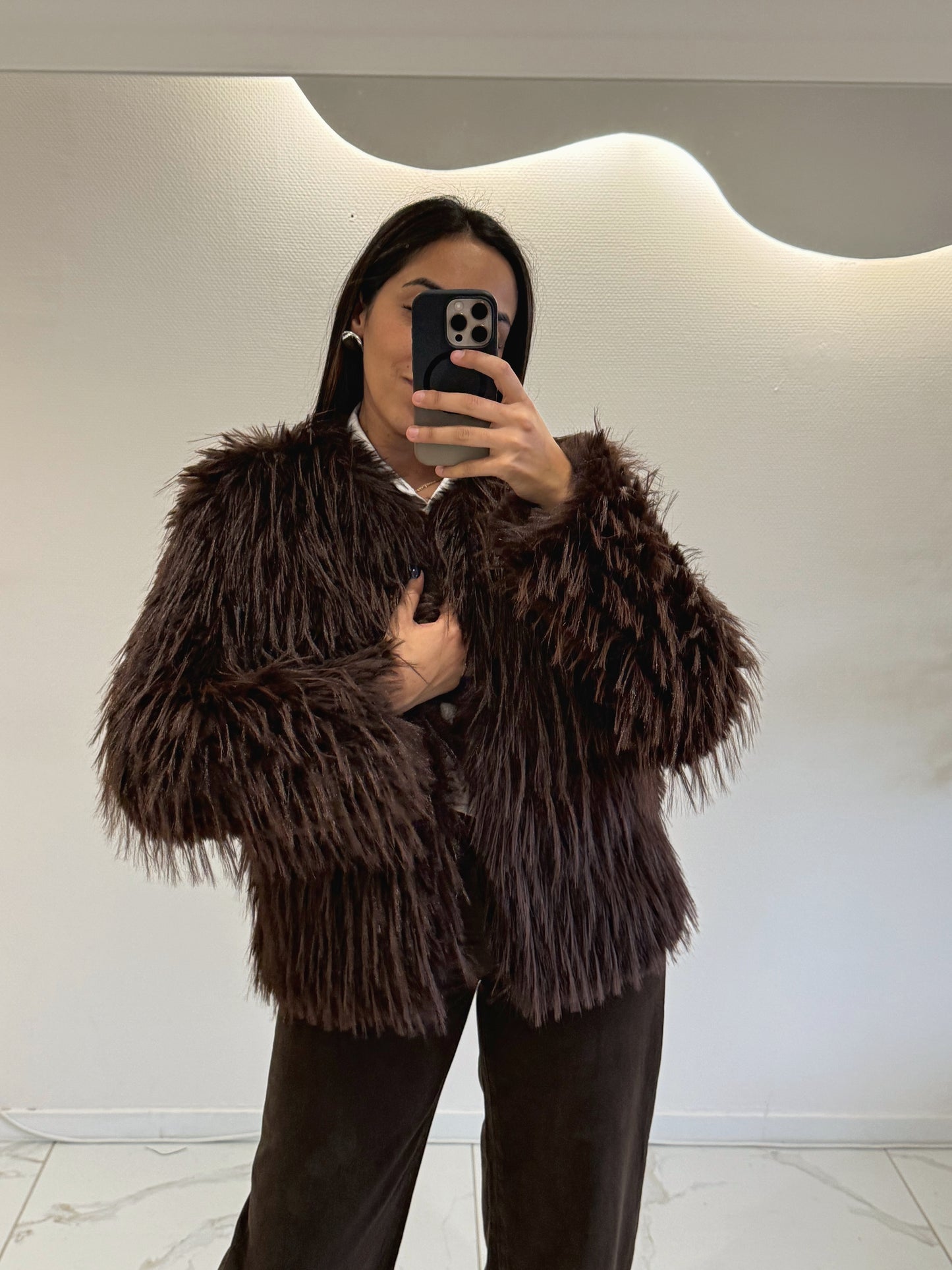 Manteau fourrure marron