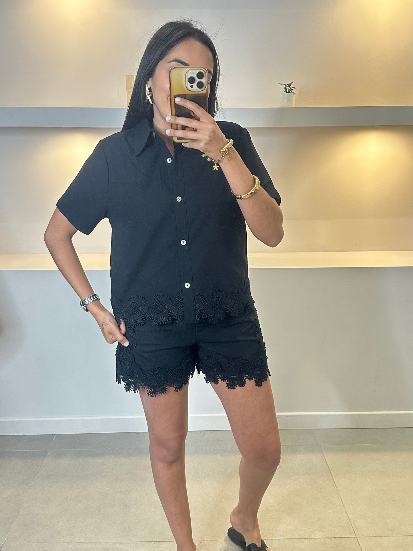 Ensemble short dentelle