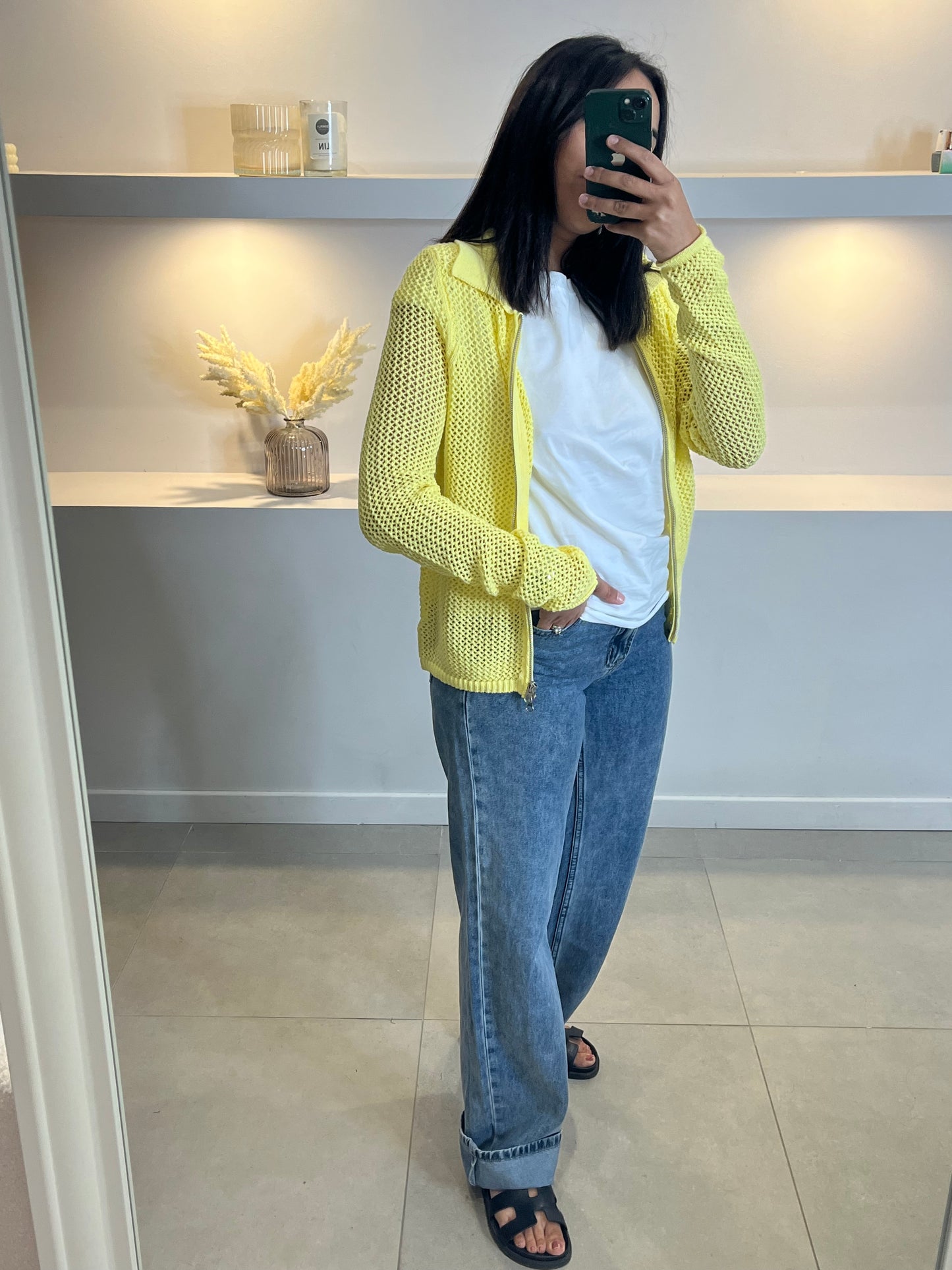 Gilet, crochet jaune