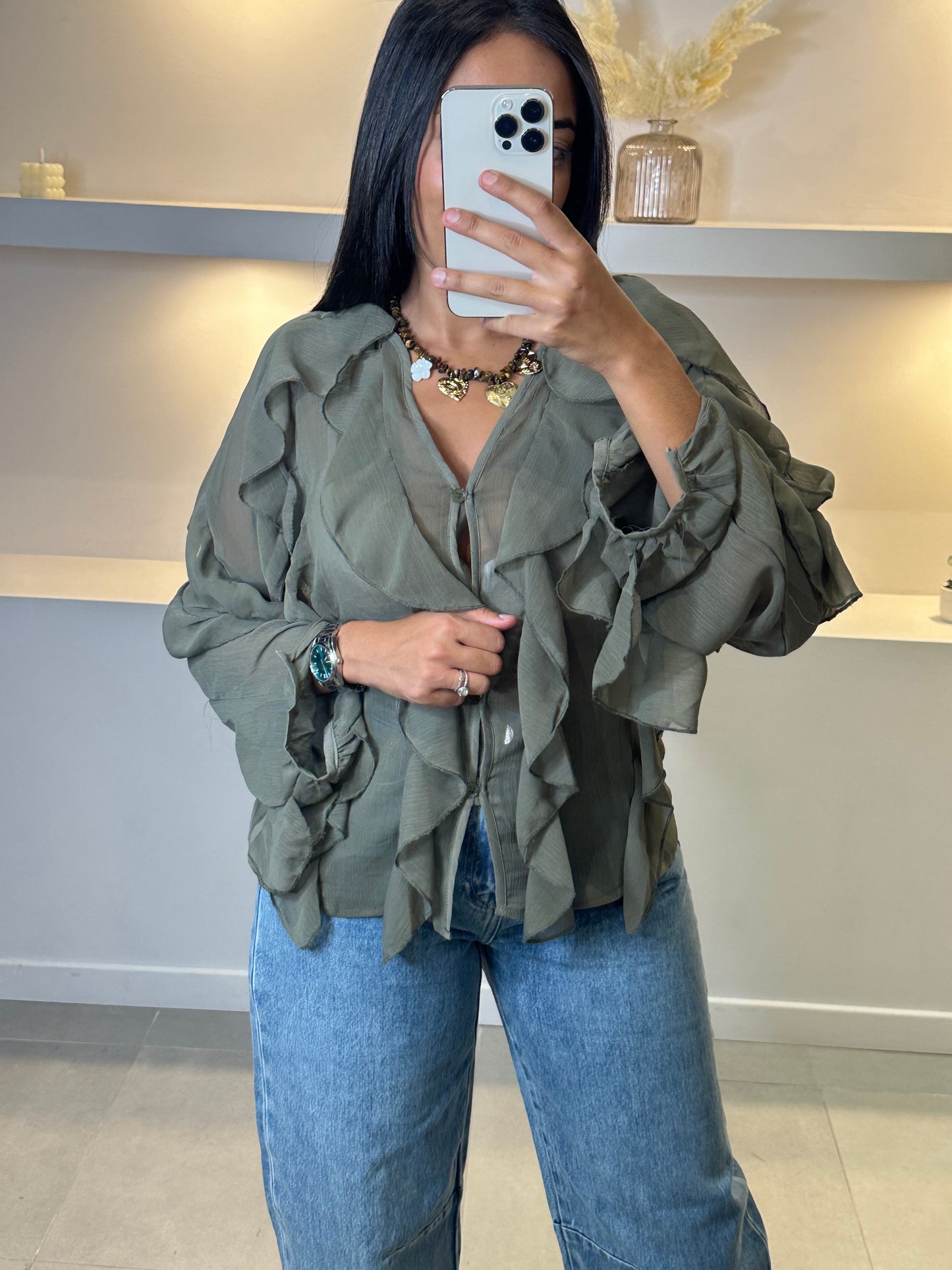 BLOUSE FLUIDE A VOLANTS