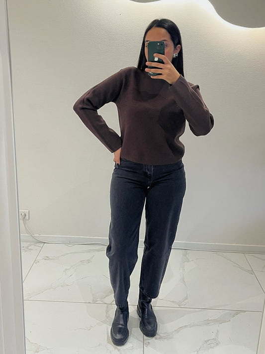 Pull col pekin marron