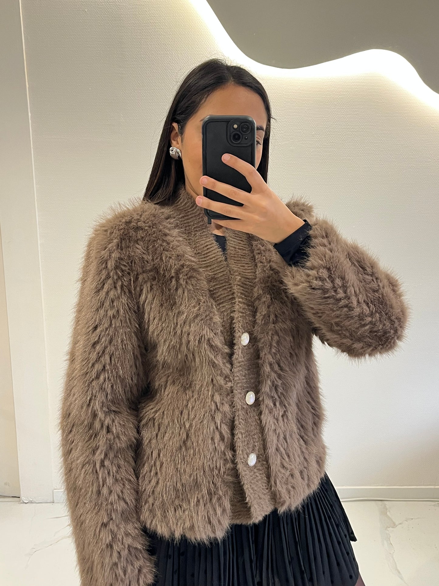 Gilet cardigan fourrure