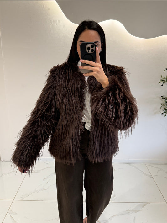 Manteau fourrure marron