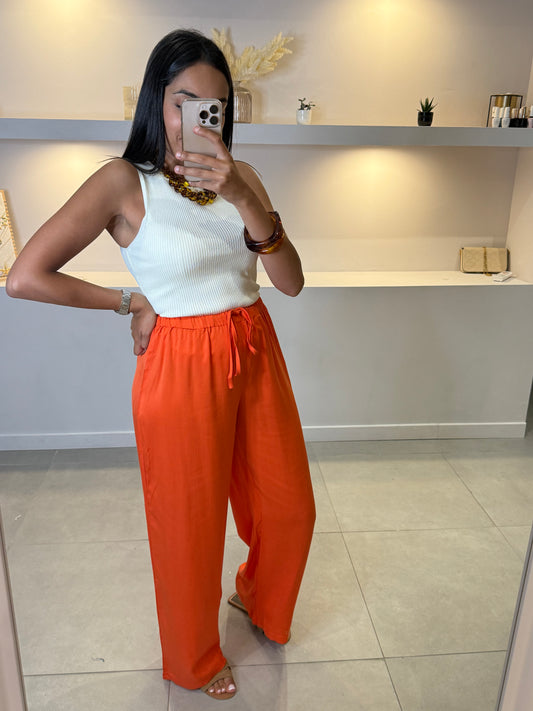 Pantalon fluide orange