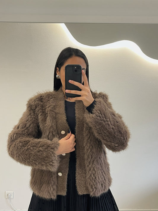 Gilet cardigan fourrure