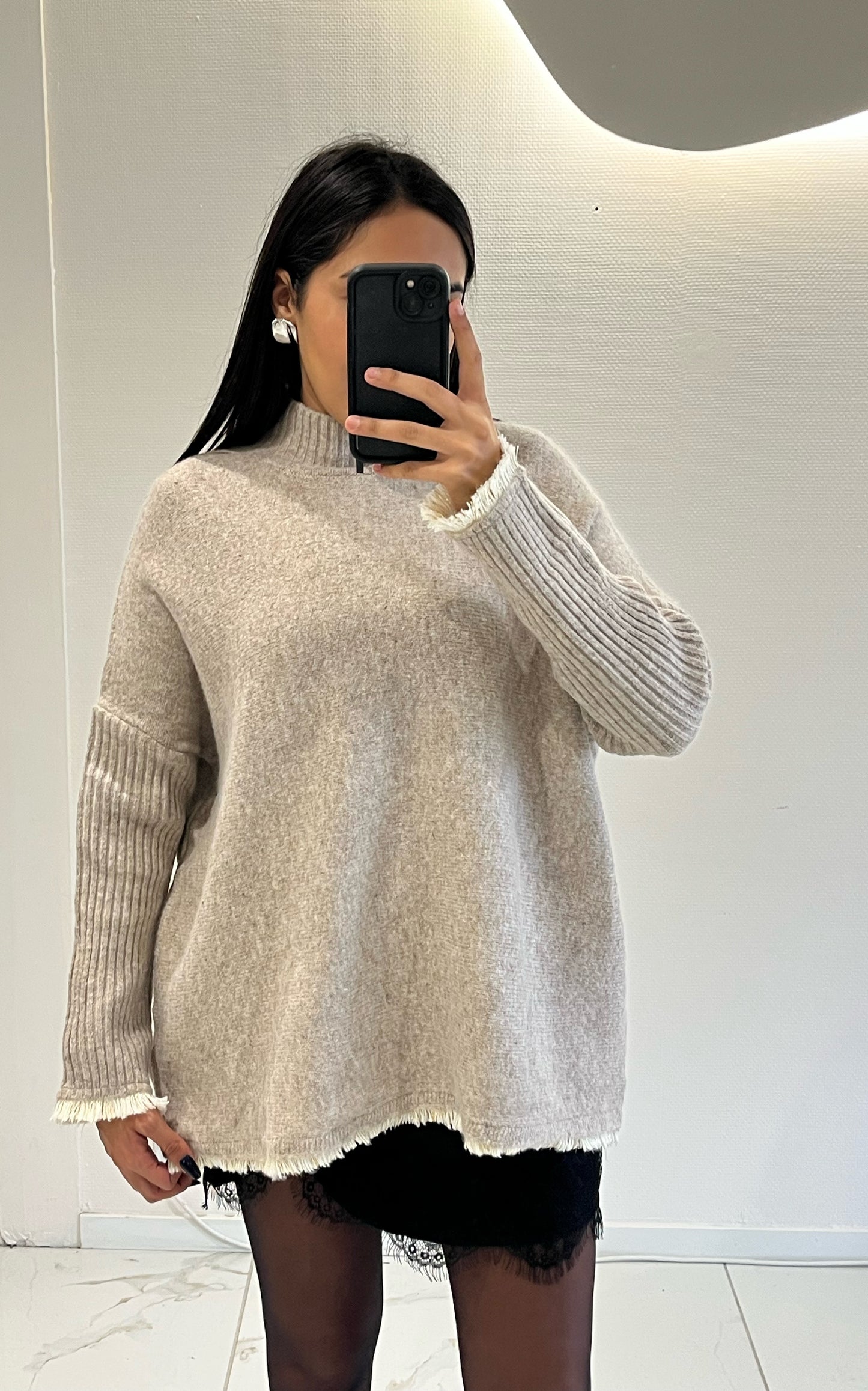Pull oversize beige